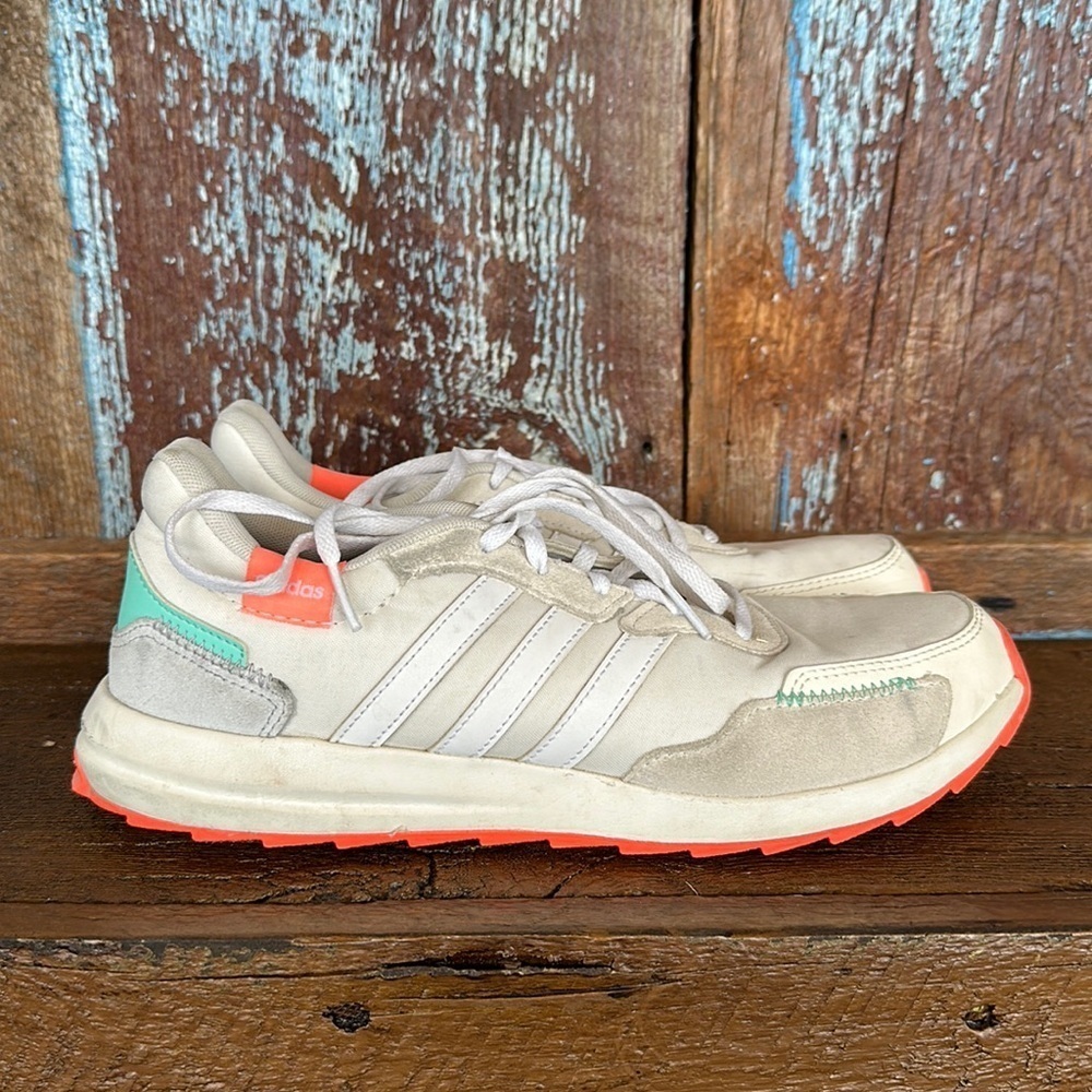 Adidas Retrorun Ortholite Sneaker Womens White/Coral Lace Up EH1858 Size 9